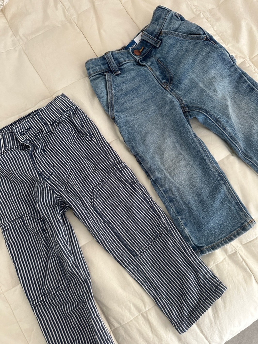 Toddler  Blue Denim and Navy Stripe Bottoms - Pack of 2